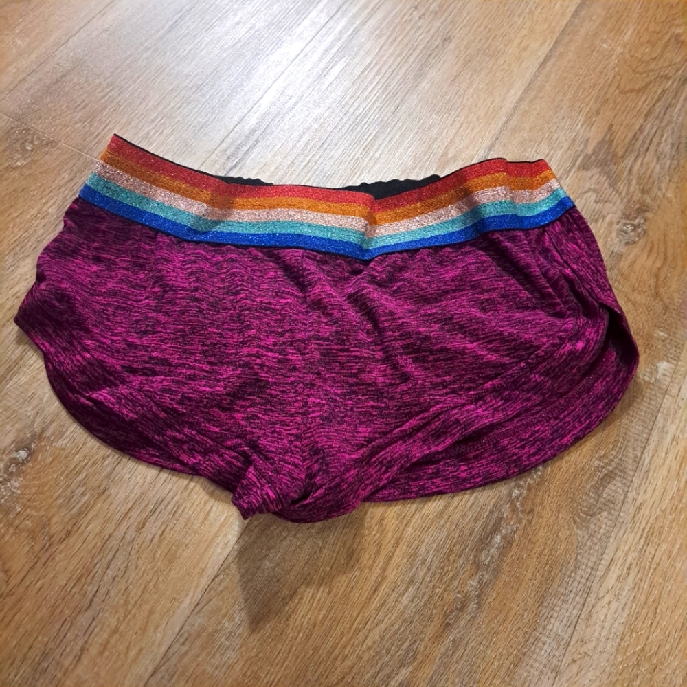 Colorful Sexy Booty Shorts Rainbow Waistband Athletic Shorts